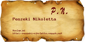 Peszeki Nikoletta névjegykártya